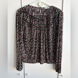Mango Black and Pink Floral Blouse